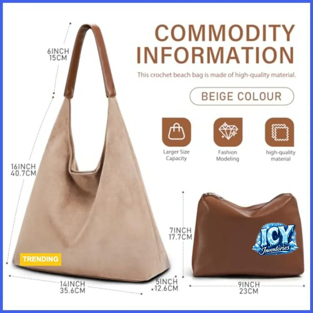 Vegan Leather Purse Set: Slouchy Hobo & Suede Tote Bag